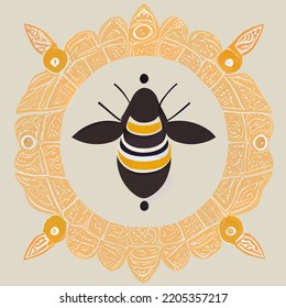 illustration vector graphic of bee hand drawn Stylish decorative design elements tribal for prints posters wall art vinyl decals, Vector 