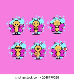 illustration vector graphic of bee kawaii. Cute Bee bundle set premium vector. Perfect for your product