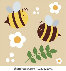 Illustration Vector Graphic of Bee. Perfect for Background, Icon, Logo, Wallpaper, Wrapping Paper,  Print on Fabric, Etc.