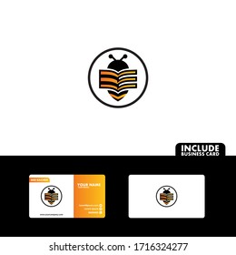 Illustration vector graphic of bee teacher book,bee,with business card simple and elegant.fit for your logo,your company.