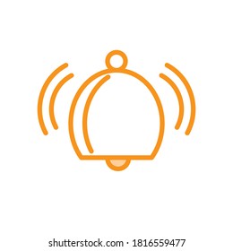 Ilustración Vector gráfico del icono de campana. Ajustar para sonido, señal, alarma, llamada, alerta, simple, diseño, timbre de la puerta, señal, objeto, notificación, recordatorio, tono, etc.