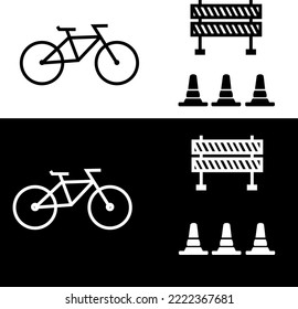 illustration vector graphic of bicycle set icon with black and white colour,good for your project.
