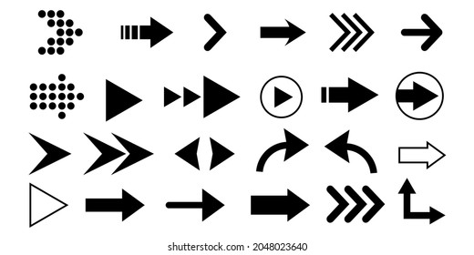 Illustration vector graphic of big arrow set of black icons. Arrow icon. Vector collection of arrows. Arrow. cursor. Modern simple arrow.