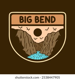 Ilustração vetorial de BIG BEND NATIONAL PARK BADGE LOGO DESIGN VETOR ILUSTRAÇÃO para produtos de design de vestuário, como logotipos em embalagens de produtos