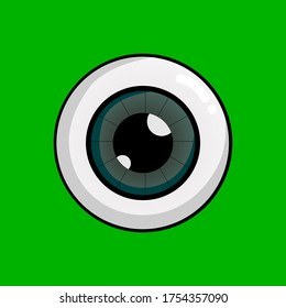 Ilustración vectorial gráfico de gran ojo monstruo verde. Perfecto para dibujos animados, personajes, figuras, iconos, afiches, mascotas, etc.