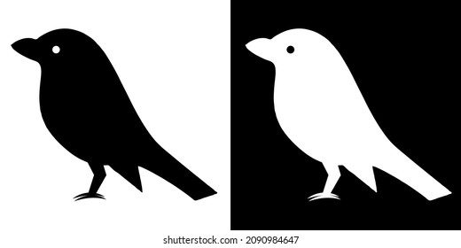 Illustration vector graphic of bird icon. Black and white color. bird logo. Simple flat image. Transparent background