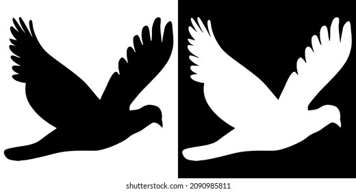 Illustration vector graphic of bird icon. Black and white color. bird logo. Simple flat image. Transparent background