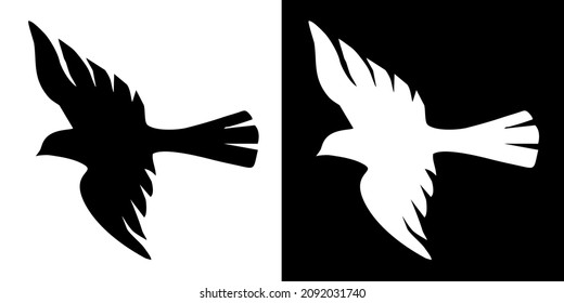 Illustration vector graphic of bird icon. Black and white color. Transparent background. Simple flat image