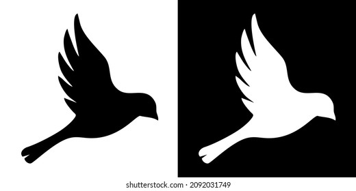 Illustration, Vektorgrafik von Vogelsymbol. Schwarz-Weiß-Farbe. Transparenter Hintergrund. Einfaches Flachbild-Bild