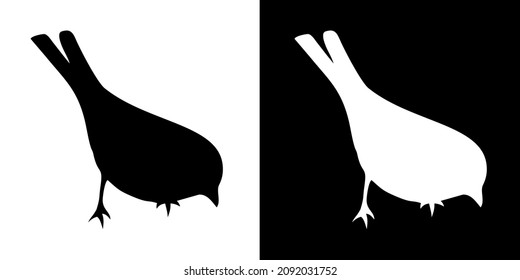 Illustration vector graphic of bird icon. Black and white color. Transparent background. Simple flat image