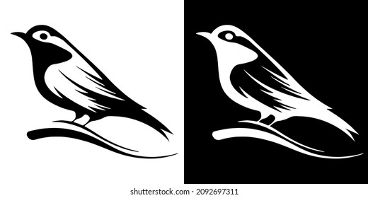 Illustration vector graphic of bird icon. Black and white color. Bird logo. Simple flat image