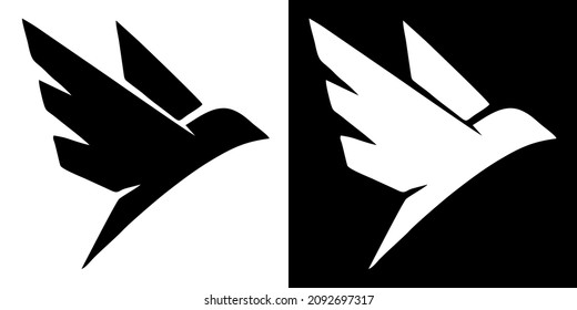 Illustration vector graphic of bird icon. Black and white color. Bird logo. Simple flat image