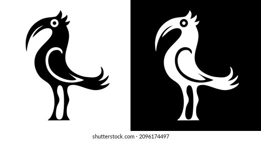 Illustration vector graphic of bird icon. Black and white bird logo. Simple flat image