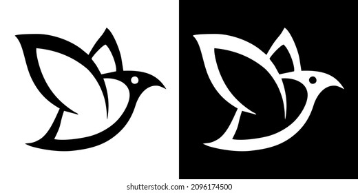 Illustration vector graphic of bird icon. Black and white bird logo. Simple flat image