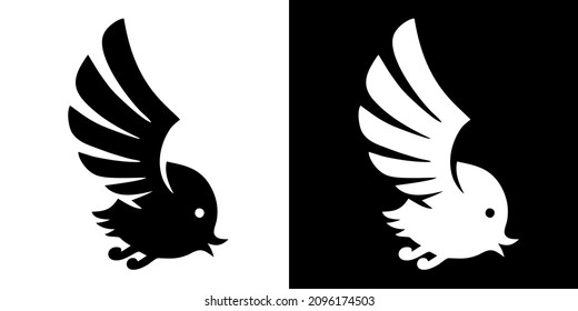 Illustration vector graphic of bird icon. Black and white bird logo. Simple flat image