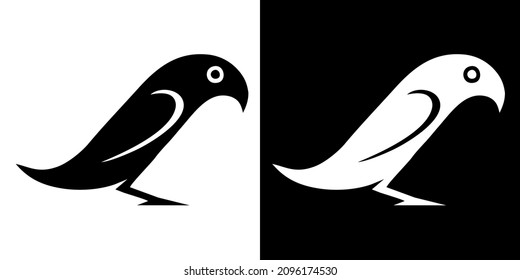 Illustration vector graphic of bird icon. Black and white bird logo. Simple flat image