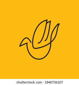 Gráfico vectorial de ilustración del logotipo de la línea de pájaro. Fondo amarillo. Perfecto para el logotipo de negocios y el diseño de logotipo en camisa.