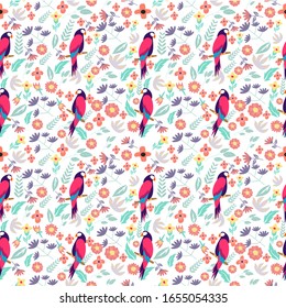 illustration vector graphic of birds and floral flowers fit to place background,seamless pattern,wallpaper,textile,invitation,pattern,etc