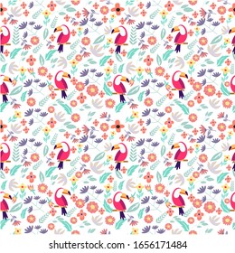 illustration vector graphic of birds and floral flowers fit to place background,seamless pattern,pattern,wallpaper,textile,invitation.