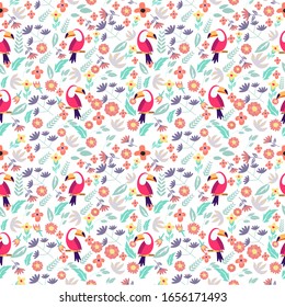 illustration vector graphic of birds and floral flowers fit to place background,seamless pattern,pattern,wallpaper,textile,invitation.