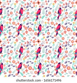 illustration vector graphic of birds and floral flowers fit to place background,seamless pattern,pattern,wallpaper,textile,invitation.