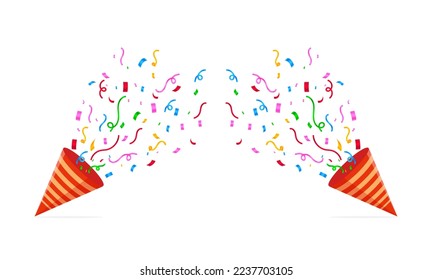 Illustration vector graphic of birthday cap with confetti and serpentine explosion