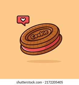 Illustration vector graphic of Biscuit. Biscuit minimalist style isolated on an orange background. The illustration is suitable for web landing pages, banners, flyers, stickers, cards, etc.