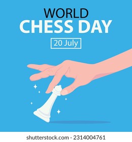 illustration vector graphic of Bishop chess is held by hand, perfect for international day, world chess day, celebrate, greeting card, etc.