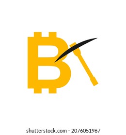 Illustration Vector Graphic of Bitcoin Mining Logo. Perfect to use for Mining Company