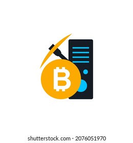 Gráfico vectorial de ilustración del logotipo de minería de bitcoin. Perfecto para la empresa minera
