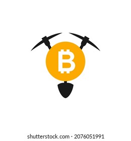 Illustration Vector Graphic of Bitcoin Mining Logo. Perfect to use for Mining Company