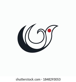 Ilustración vectorial gráfico del logo de Black Bird con ojo rojo. Perfecto para su empresa o negocio.