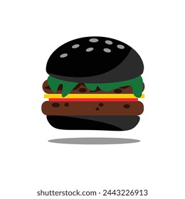 ilustración vectorial gráfico de hamburguesa negra, ideal para promociones de hamburguesa