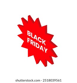 Illustration vector graphic of black friday text on isometric red jagged label.