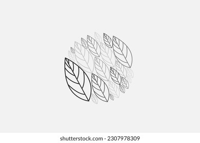 Ilustración vectorial de hojas redondas negras y grises. Bien por el logotipo, la decoración, la camiseta, la capucha