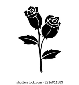 illustration vector graphic of black rose flower in a white background. Perfect for icon, symbol, tattoo, screen printing, etc.