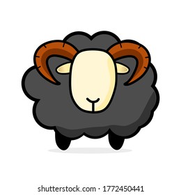 illustration vector graphic of Black sheep that has 2 horns, Perfect for use by graphic designers in design and for the celebration of Eid al-Adha Islamic Day