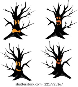 Illustration vector graphic of black spooky character halloween tree good for background templates, characters, etc.