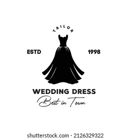 illustration vector graphic of black wedding dress silhouette good for fashion shop vintage logo