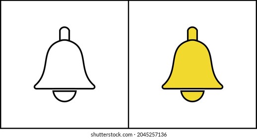 Illustration vector graphic of black white and gold bell icon.  Great for sound icons, messages, apps, etc. Simple flat image.