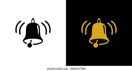 Illustration vector graphic of black white and gold bell icon.  Great for sound icons, messages, apps, etc. Simple flat image.