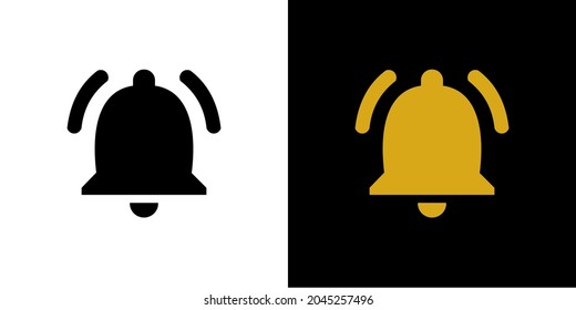 Illustration vector graphic of black white and gold bell icon.  Great for sound icons, messages, apps, etc. Simple flat image.
