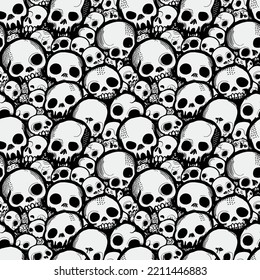 Illustration Vektorgrafik-Skeleton-Skeleton-Skelett-Malerei nahtlose Kachel perfekt für Hintergrundhintergründe