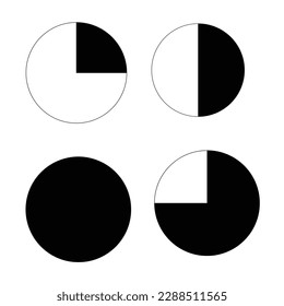 Illustration vector graphic of black and white circle chart set. flat design style. suitable for use for presentations, power point, study, etc. design vector templates.