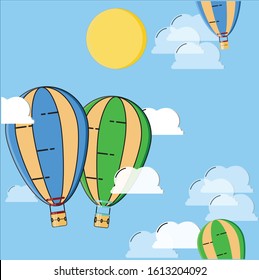 illustration vector graphic of blimps that are flying