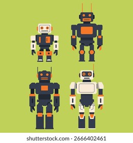 illustration vector graphic of block robots