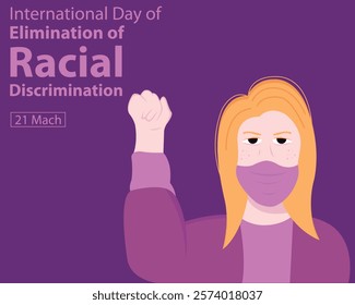 illustration vector graphic of a blonde woman raised her hand, perfect for international day, elimination of racial discrimination, celebrate, greeting card, etc.