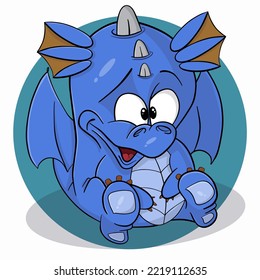 Illustration vector graphic of a blue baby dragon