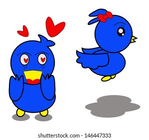 illustration Vector Graphic of Blue Bird Cartoon Character