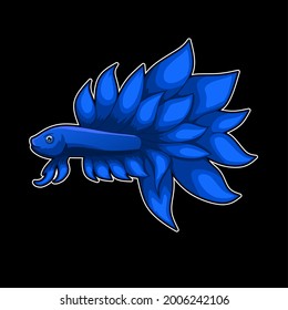 illustration vector graphic of blue color bettafish black background suitable logo, design T-shirt and other 